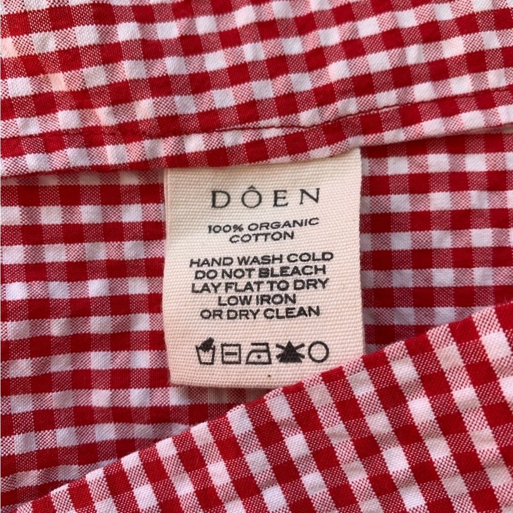 Doen Delaney Cotton Bow A Line Midi Maxi Dress Red Rouje La Maddalena Gingham - Picture 13 of 15